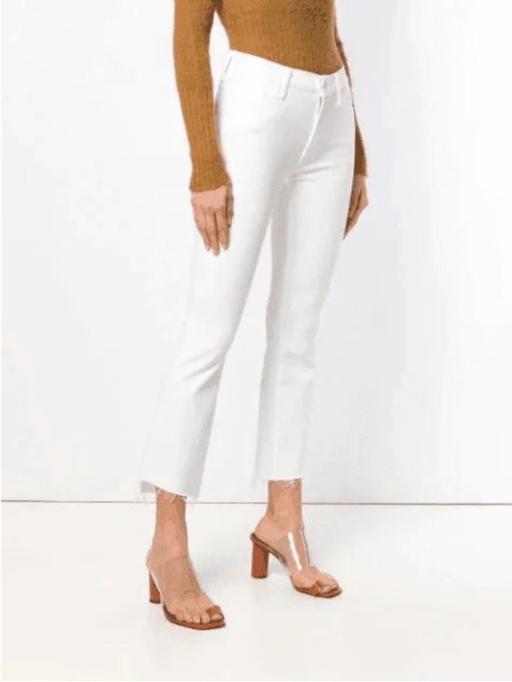Mother Insider Crop Step Fray Fairest of Them All White High Rise Jeans size 33